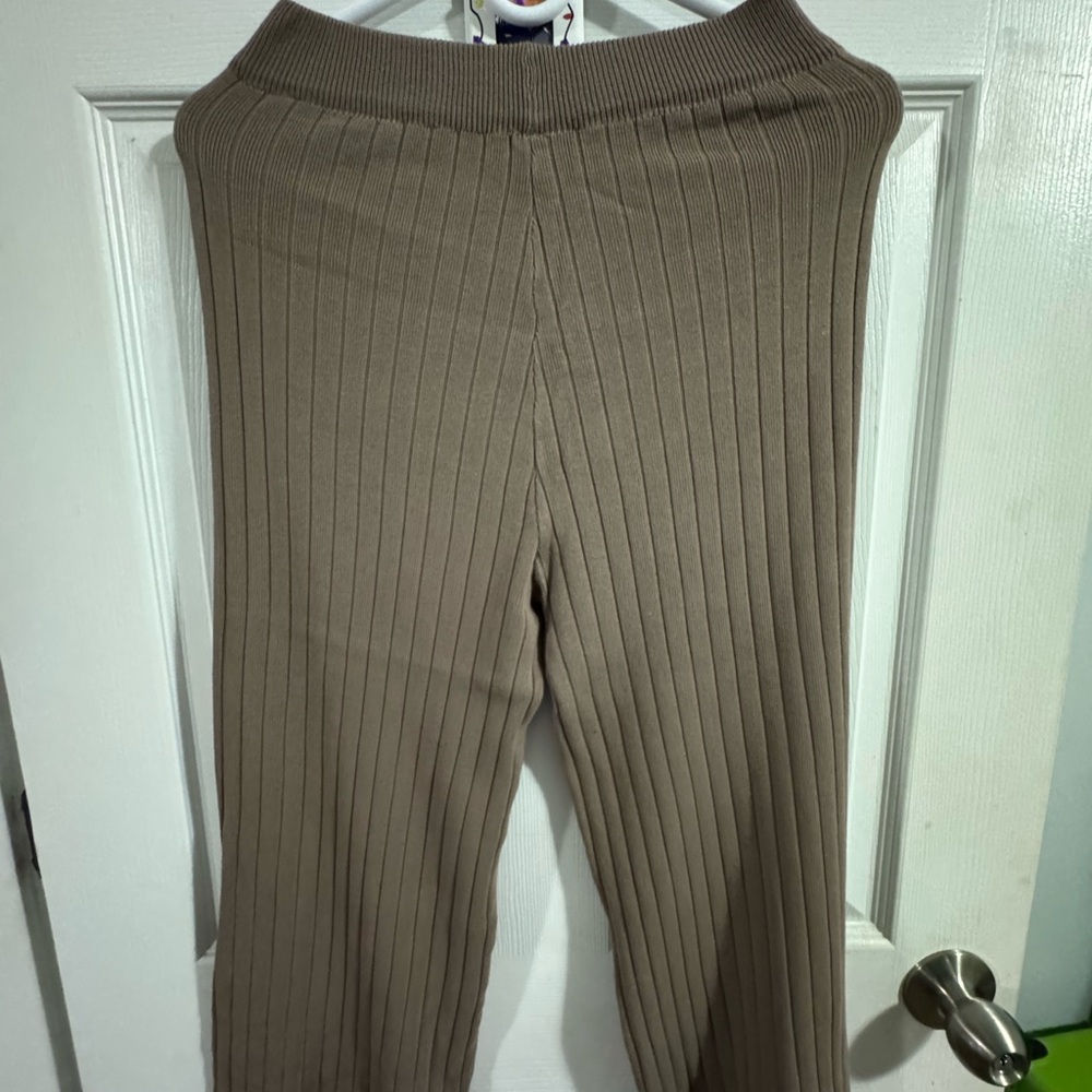 Ribbed Knit Tan Pants Coords